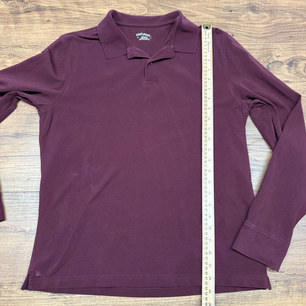 UNTUCKit Mens Medium Long Sleeve Pima Knit Polo Shirt Burgundy Preppy Casual - Picture 5 of 5